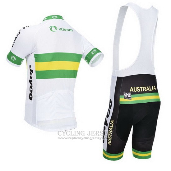 2013 Cycling Jersey Australia White and Green Short Sleeve and Bib Short